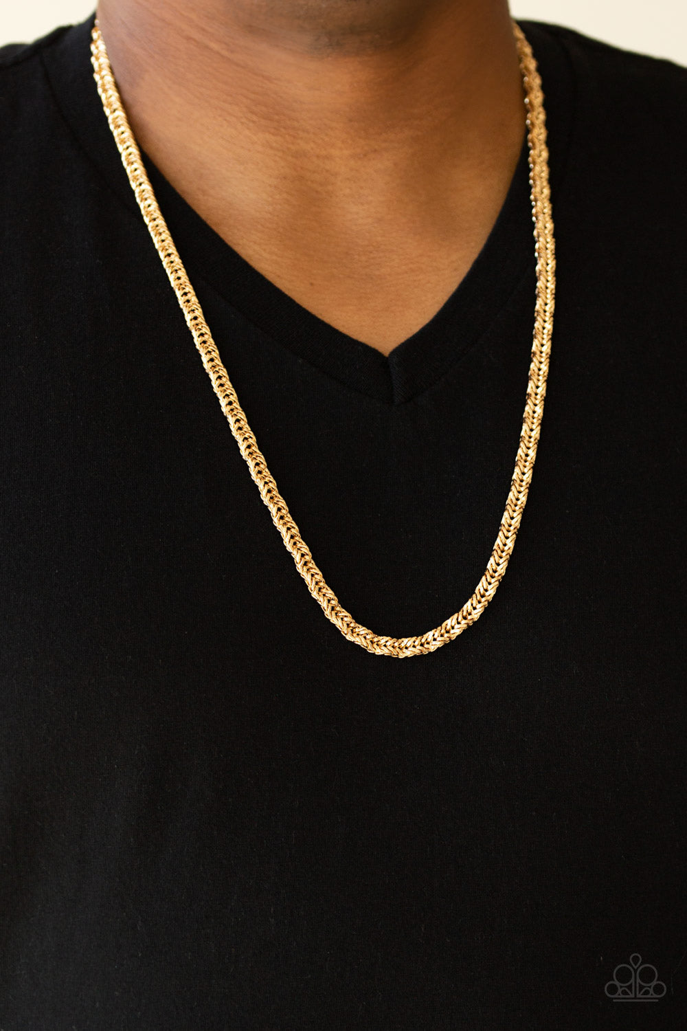 Paparazzi ~ Go Down Fighting ~ Men's Gold Necklace and Bracelet Set