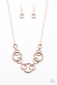 Paparazzi ~ Going In Circles ~ Rose Gold Necklace Set