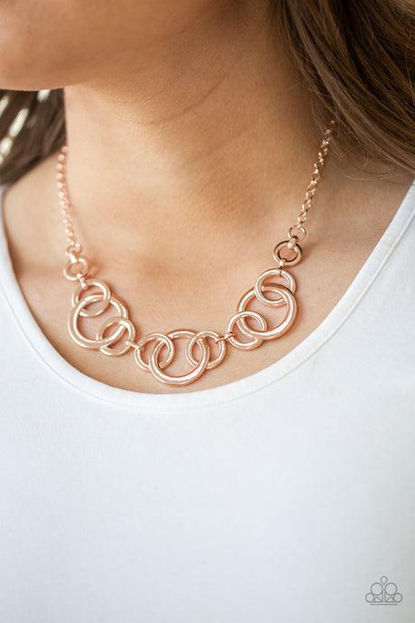 Paparazzi ~ Going In Circles ~ Rose Gold Necklace Set
