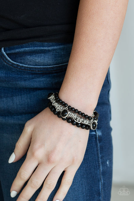 Paparazzi - Good Vibes Only - Black Bracelet