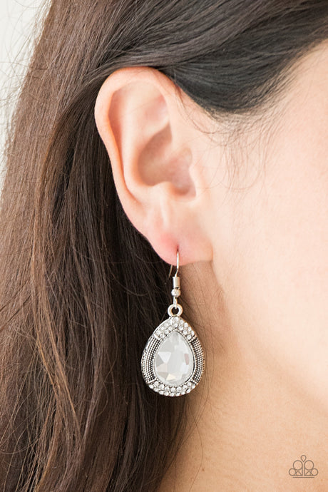 Paparazzi ~ Grandmaster Shimmer ~ White Earrings