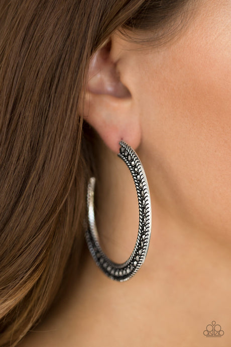 Paparazzi ~ HAUTE Mama ~ Silver Hoop Earrings