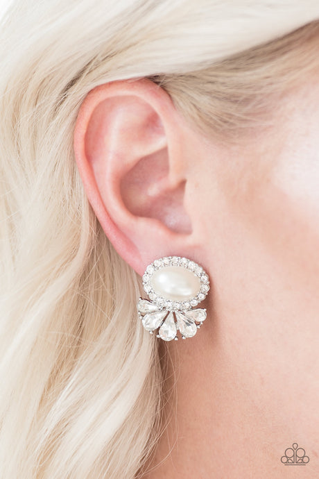 Paparazzi ~ Happily Ever After-Glow ~ White Post Earrings