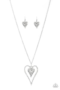 Paparazzi ~ Hardened Hearts ~ Silver Necklace Set