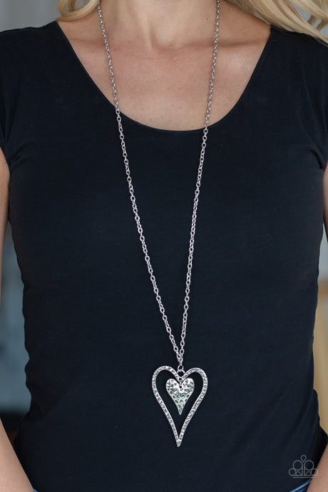 Paparazzi ~ Hardened Hearts ~ Silver Necklace Set