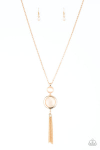 Paparazzi - Have Some Common SENSE!-Gold Moonstone Pendant Necklace Set - Klassy Jewelz Boutique