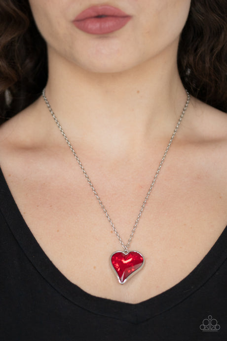 Paparazzi ~ Heart Flutter ~ Red Heart Pendant Necklace Set
