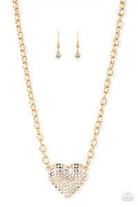 Paparazzi ~ Heartbreakingly Blingy ~ Gold Heart Necklace Set