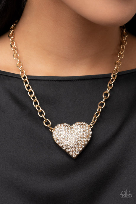 Paparazzi ~ Heartbreakingly Blingy ~ Gold Heart Necklace Set