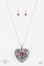 Load image into Gallery viewer, Paparazzi ~ Heartless Heiress ~ Red Rhinestone Heart Pendant Necklace Set