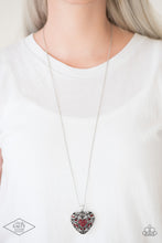 Load image into Gallery viewer, Paparazzi ~ Heartless Heiress ~ Red Rhinestone Heart Pendant Necklace Set