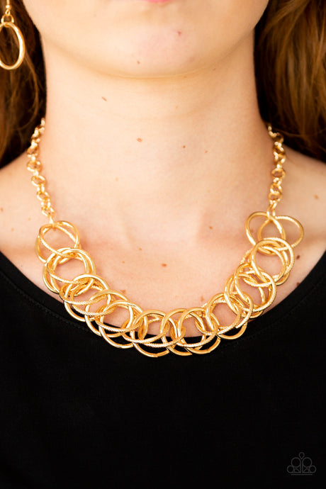 Paparazzi ~ Heavy Metal Hero ~ Gold Necklace Set