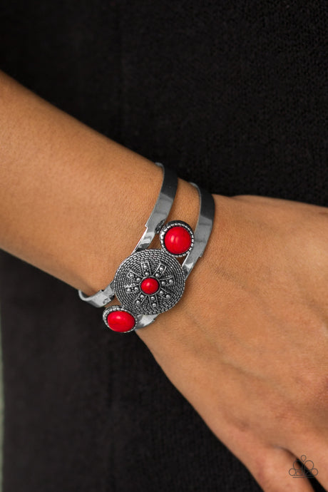Paparazzi ~ Here Comes The SUNDIAL ~ Red Cuff Bracelet