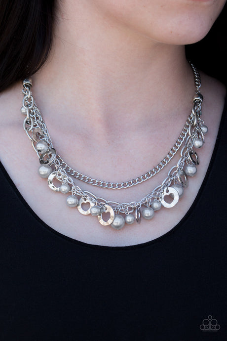 Paparazzi ~ Hoppin Hearts ~ Silver Necklace Set
