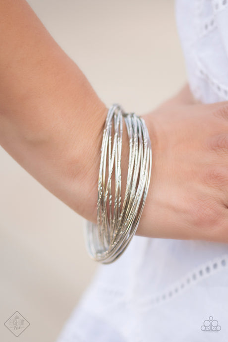 Paparazzi - I Eat Glitter For Breakfast - Silver Bangle Bracelet (Fashion Fix)