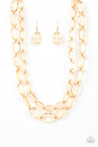 Paparazzi ~ Ice Bank ~ Gold Necklace Set
