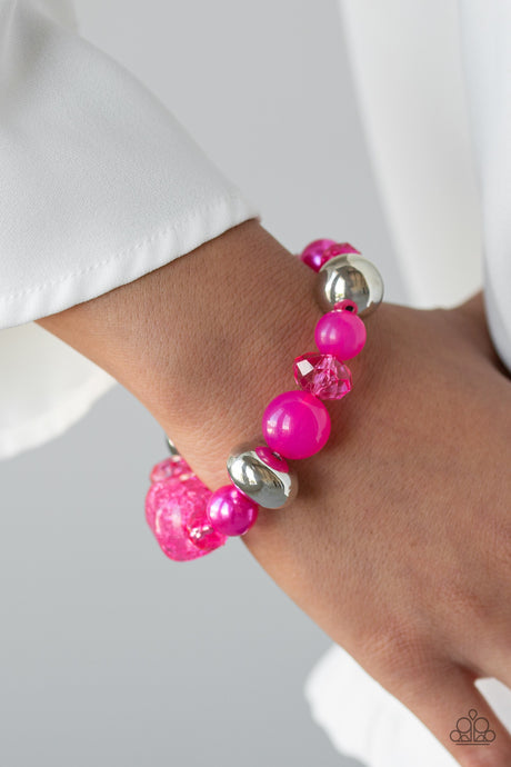 Paparazzi ~ Ice Ice-Breaker ~ Pink Bead Bracelet
