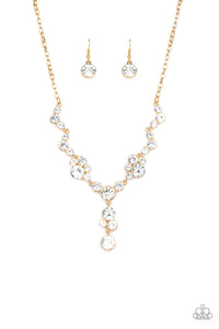Paparazzi ~ Inner Light ~ Gold Rhinestone Necklace Set