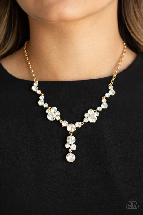 Paparazzi ~ Inner Light ~ Gold Rhinestone Necklace Set
