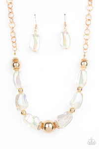Paparazzi ~ Iridescently Ice Queen ~ Gold Necklace Set