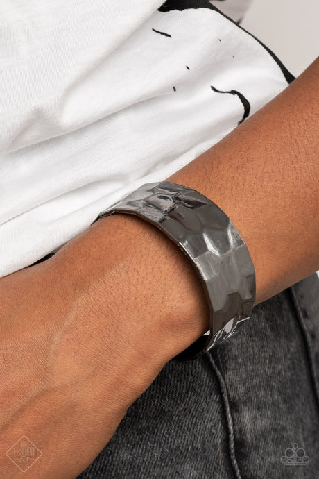 Paparazzi ~ Is It HAUTE In Here? ~ Black Gunmetal Cuff Bracelet (Fashion Fix Exclusive)
