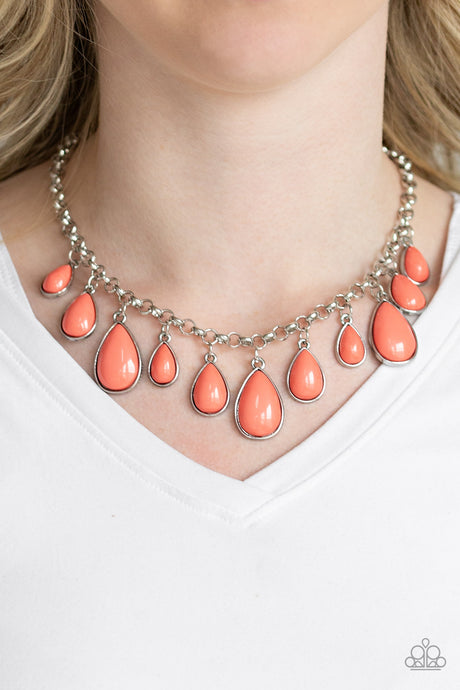 Paparazzi - Jaw-Dropping Diva - Orange Necklace Set