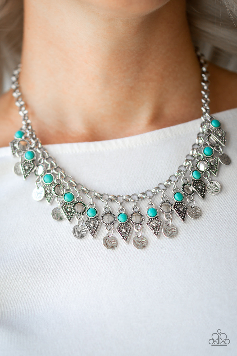 Paparazzi ~ Jurassic Jamboree ~ Blue Turquoise Necklace Set