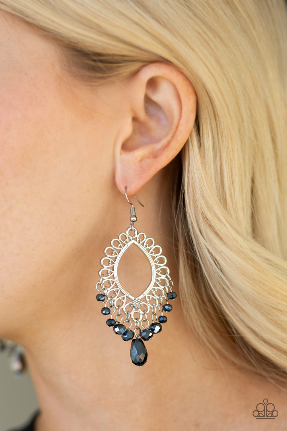 Paparazzi ~ Just Say NOIR ~ Blue Earrings
