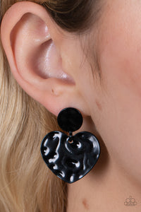 Paparazzi ~ Just a Little Crush ~ Black Post Earrings