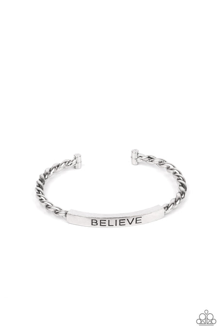 Paparazzi ~ Keep Calm and Believe ~ Men's Silver Inspirational Bracelet