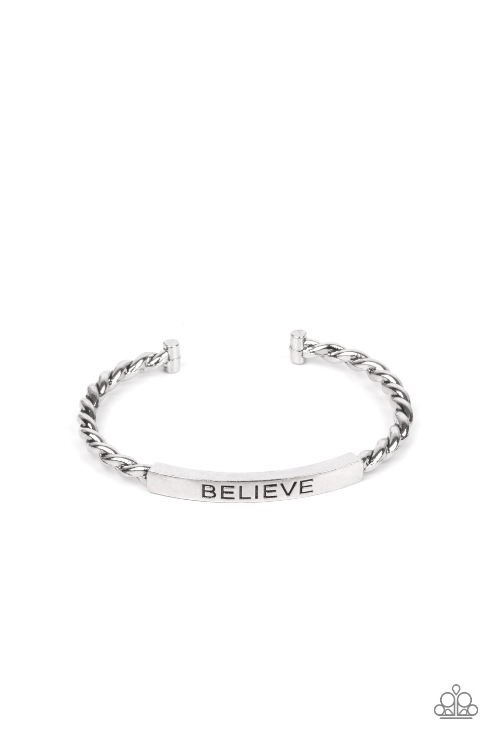 Paparazzi ~ Keep Calm and Believe ~ Men's Silver Inspirational Bracelet