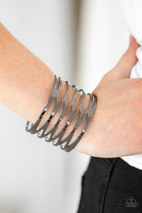 Paparazzi ~ Keep Them On Edge ~ Black/Gunmetal Cuff Bracelet