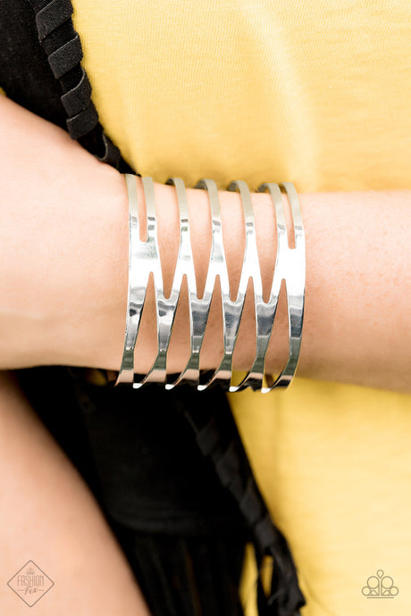 Paparazzi ~ Keep Them On Edge ~ Silver Cuff Bracelet (Fashion Fix Exclusive)