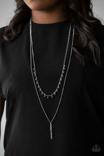 Paparazzi - Keep Your Eye On The Pendulum - Silver Necklace - Klassy Jewelz Boutique