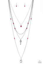 Load image into Gallery viewer, Paparazzi ~ Key Keynote ~ Pink Lanyard Necklace Set