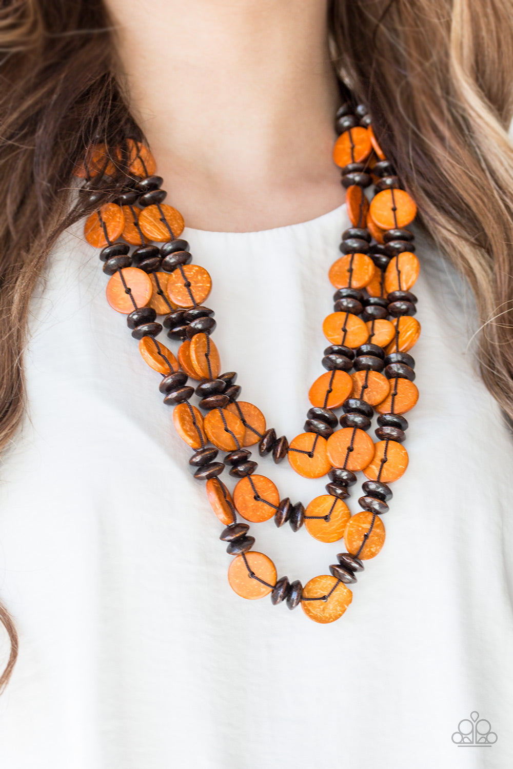Paparazzi ~ Key West Walkabout ~ Orange Wooden Bead Necklace Set