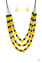 Load image into Gallery viewer, Paparazzi ~ Key West Walkabout ~ Yellow Wooden Bead Necklace Set