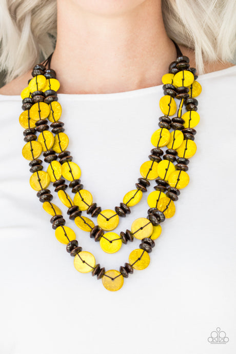 Paparazzi ~ Key West Walkabout ~ Yellow Wooden Bead Necklace Set