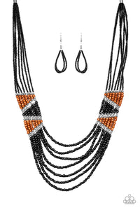 Paparazzi ~ Kickin It Outback ~ Black Seed Bead Necklace Set