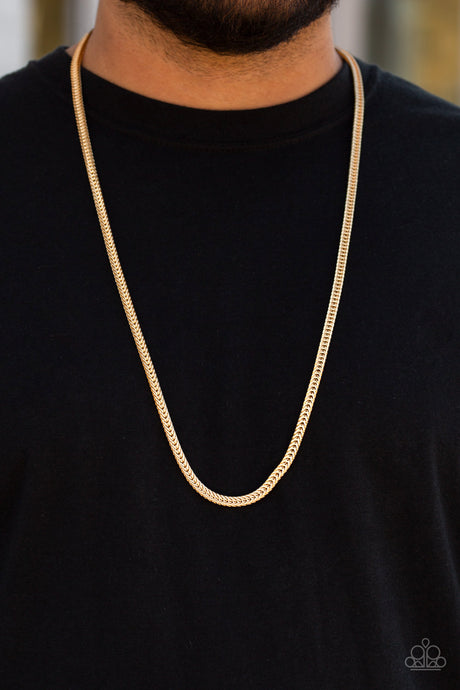 Paparazzi ~ Killer Crossover ~ Men's Gold Urban Necklace