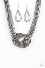 Load image into Gallery viewer, Paparazzi ~ Knotted Knockout ~ Black/Gunmetal Seed Bead Necklace Set