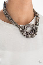 Load image into Gallery viewer, Paparazzi ~ Knotted Knockout ~ Black/Gunmetal Seed Bead Necklace Set