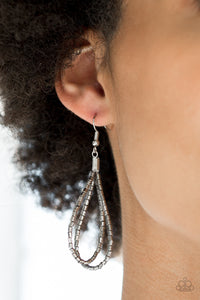 Paparazzi ~ Knotted Knockout ~ Black/Gunmetal Seed Bead Necklace Set