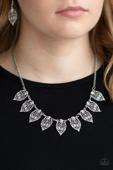 Paparazzi ~ Leafy Lagoon ~ Silver Necklace Set