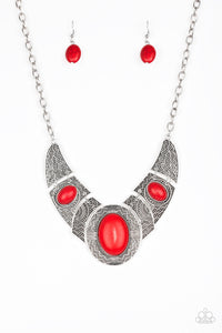 Paparazzi ~ Leave Your LANDMARK ~ Red Necklace Set