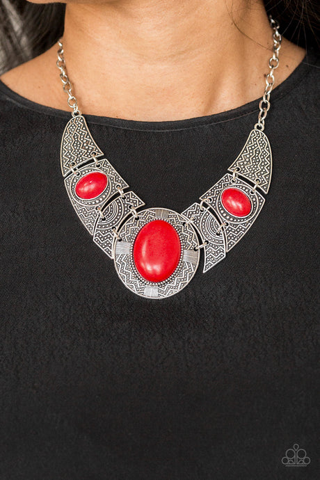 Paparazzi ~ Leave Your LANDMARK ~ Red Necklace Set