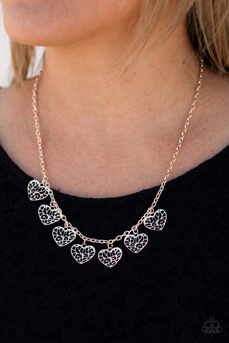 Paparazzi ~ Less Is AMOUR ~ Rose Gold Necklace Set