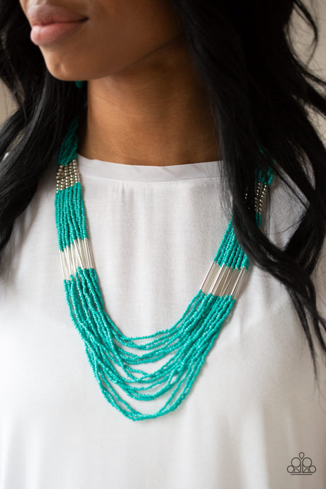 Paparazzi ~ Let It BEAD ~ Blue  Turquoise Seed Bead Necklace Set