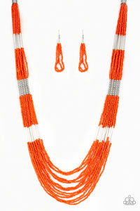 Paparazzi ~ Let It BEAD ~ Orange Seed Bead Necklace Set