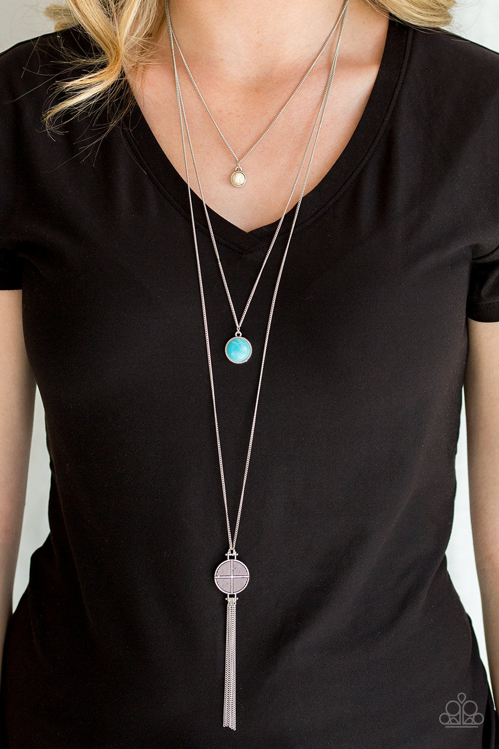 Paparazzi ~ Life Is A Voyage ~ Multi Turquoise and White Pendant Layered Necklace Set